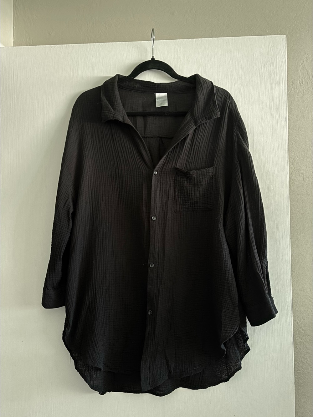 Women’s Black Button-Up Lightweight Top